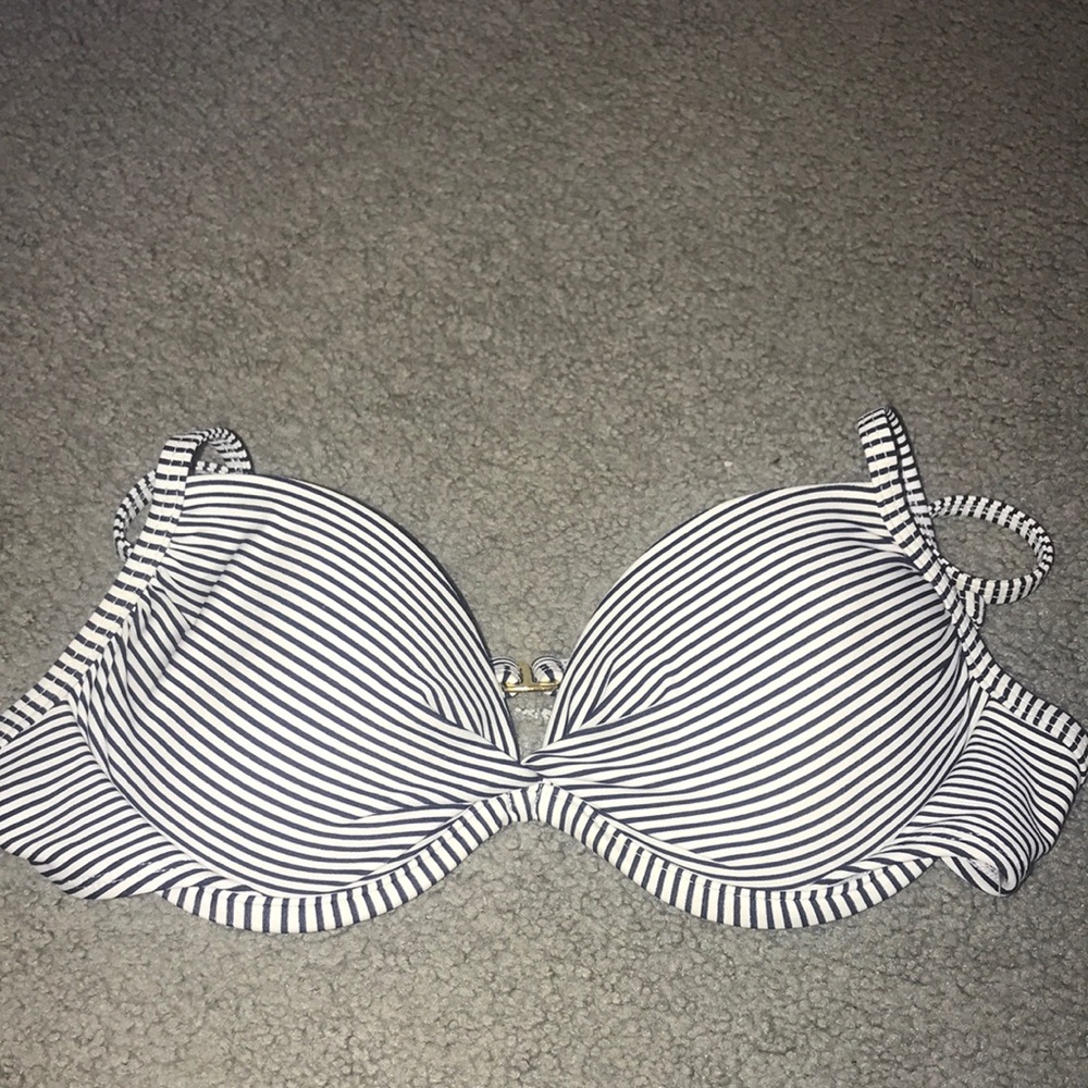 Navy and White Stripe Bathing Suit Top